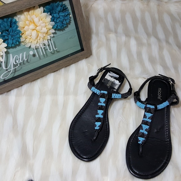 Nicole Shoes - Nicole Black Bohemia beaded women's black sandle